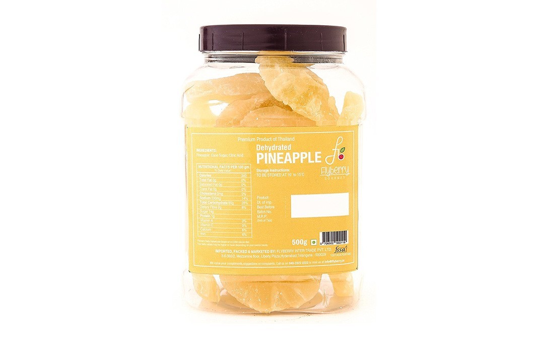 Flyberry Gourmet Dehydrated Pineapple    Plastic Jar  500 grams